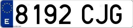 Ejemplo de matrícula de coche ordinaria 8192 CJG