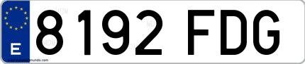Ejemplo de matrícula española 8192 FDG