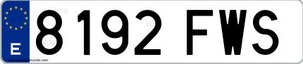 Ejemplo de matrícula española 8192 FWS