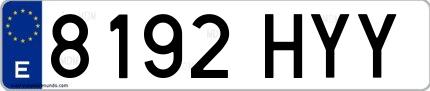 Ejemplo de matrícula española 8192 HYY