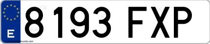 Ejemplo de matrícula española 8193 FXP