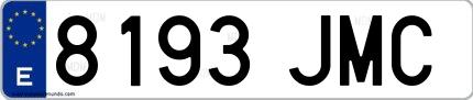 Ejemplo de matrícula española 8193 JMC