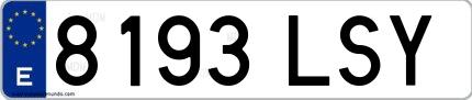 Ejemplo de matrícula española 8193 LSY