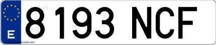 Ejemplo de matrícula española 8193 NCF