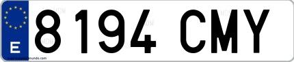 Ejemplo de matrícula española 8194 CMY