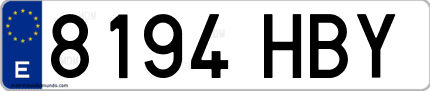 Ejemplo de matrícula de coche ordinaria 8194 HBY