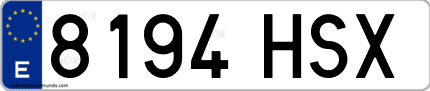 Ejemplo de matrícula de coche ordinaria 8194 HSX