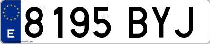 Ejemplo de matrícula española 8195 BYJ