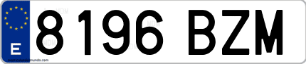 Ejemplo de matrícula de coche ordinaria 8196 BZM