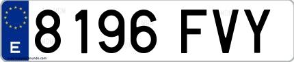 Ejemplo de matrícula española 8196 FVY
