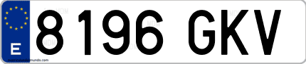 Ejemplo de matrícula de coche ordinaria 8196 GKV