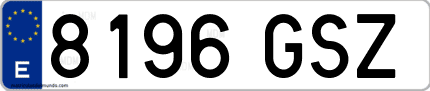 Ejemplo de matrícula de coche ordinaria 8196 GSZ
