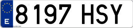 Ejemplo de matrícula de coche ordinaria 8197 HSY