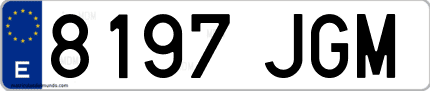 Ejemplo de matrícula de coche ordinaria 8197 JGM