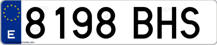 Ejemplo de matrícula de coche ordinaria 8198 BHS