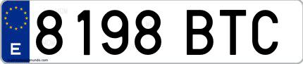 Ejemplo de matrícula española 8198 BTC