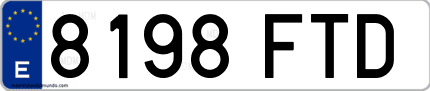 Ejemplo de matrícula de coche ordinaria 8198 FTD
