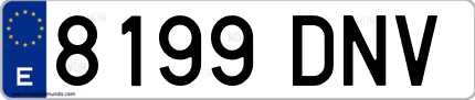 Ejemplo de matrícula de coche ordinaria 8199 DNV