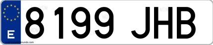 Ejemplo de matrícula española 8199 JHB