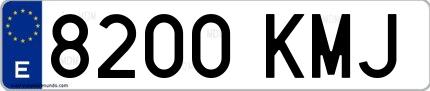 Ejemplo de matrícula española 8200 KMJ