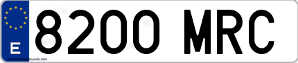 Ejemplo de matrícula de coche ordinaria 8200 MRC