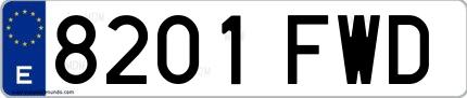 Ejemplo de matrícula de coche ordinaria 8201 FWD