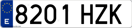Ejemplo de matrícula de coche ordinaria 8201 HZK