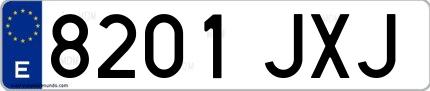 Ejemplo de matrícula española 8201 JXJ