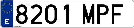 Ejemplo de matrícula española 8201 MPF