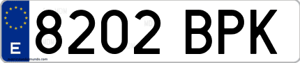Ejemplo de matrícula de coche ordinaria 8202 BPK