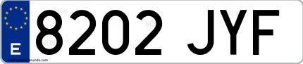 Ejemplo de matrícula española 8202 JYF