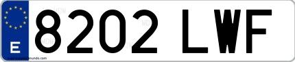Ejemplo de matrícula española 8202 LWF