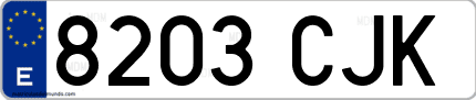 Ejemplo de matrícula de coche ordinaria 8203 CJK