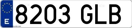 Ejemplo de matrícula española 8203 GLB