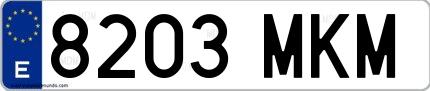 Ejemplo de matrícula española 8203 MKM