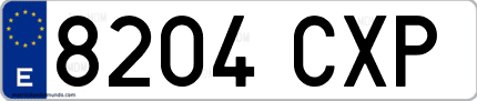 Ejemplo de matrícula de coche ordinaria 8204 CXP