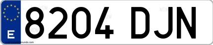 Ejemplo de matrícula española 8204 DJN