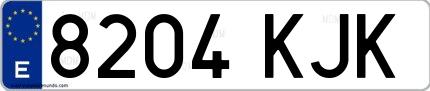 Ejemplo de matrícula española 8204 KJK