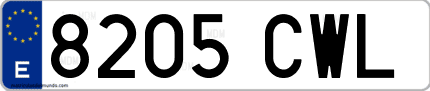 Ejemplo de matrícula de coche ordinaria 8205 CWL