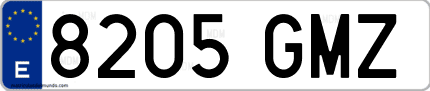 Ejemplo de matrícula de coche ordinaria 8205 GMZ
