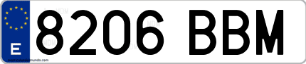 Ejemplo de matrícula de coche ordinaria 8206 BBM