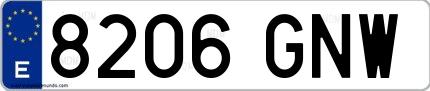 Ejemplo de matrícula española 8206 GNW