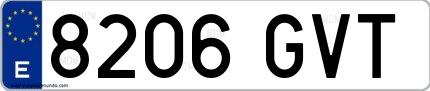 Ejemplo de matrícula española 8206 GVT