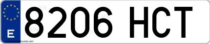 Ejemplo de matrícula española 8206 HCT