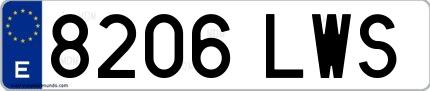 Ejemplo de matrícula española 8206 LWS