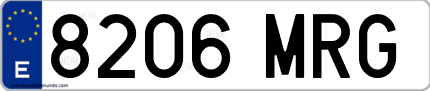Ejemplo de matrícula de coche ordinaria 8206 MRG
