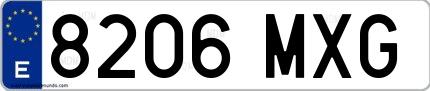Ejemplo de matrícula de coche ordinaria 8206 MXG