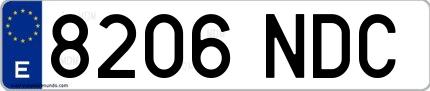 Ejemplo de matrícula española 8206 NDC