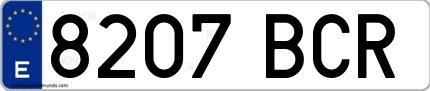 Ejemplo de matrícula española 8207 BCR