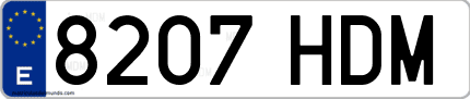 Ejemplo de matrícula de coche ordinaria 8207 HDM